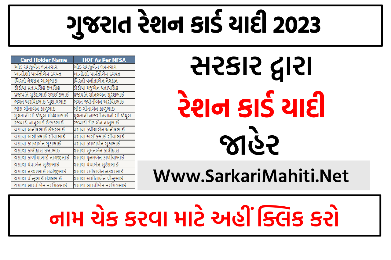 ગુજરાત રેશન કાર્ડ યાદી 2023