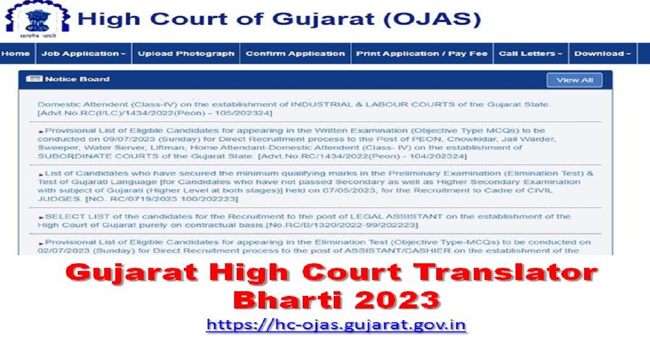 Gujarat High Court Translator Bharti 2023