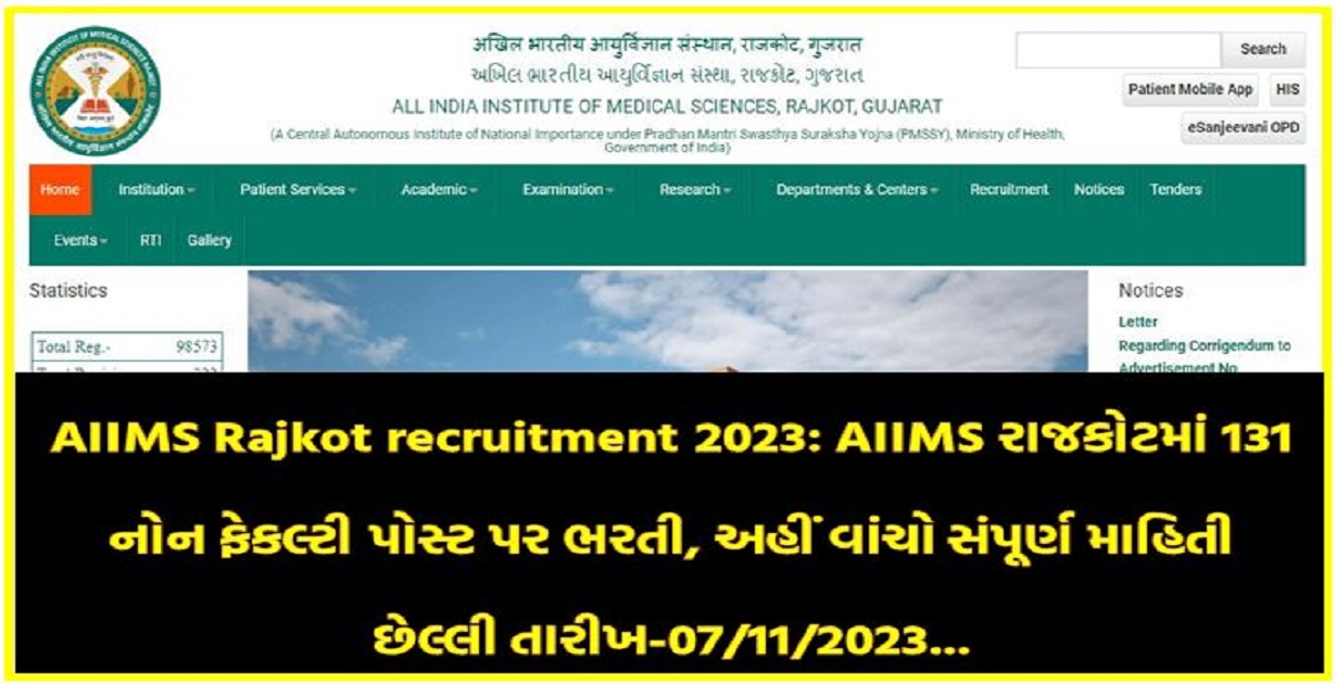 AIIMS Rajkot recruitment 2023